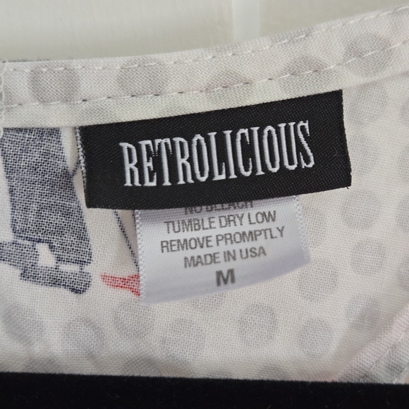 Retrolicious Red Umbrella Print Polka Dot Dress, Size Medium, Love, Made in USA - Picture 12 of 12